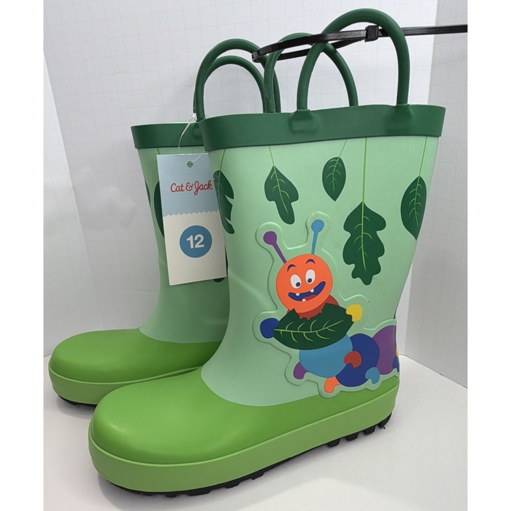 Cat & Jack Kids Size 12 Caterpillar Rain Boots - NWT